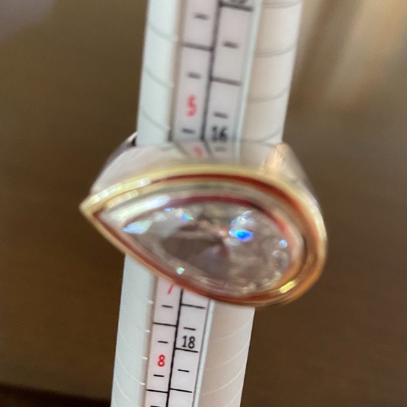 Charles Krypell Sterling Silver 14K Yellow Gold Pear Shape Ring - Picture 6 of 9